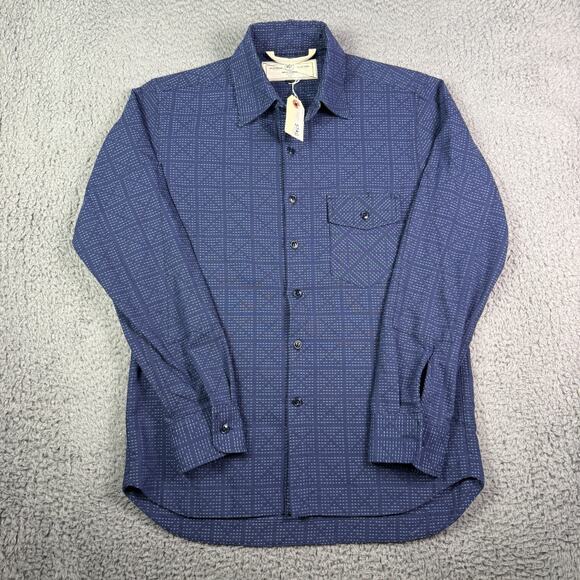 Rogue Territory Sashiko Oxford Work Shirt Mens S Navy Blue USA Button Down NEW - Picture 2 of 10